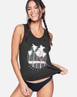 Caymans Perfect Scoop Tank Top -Honey Fashion Shop 3hcu2229 black 2