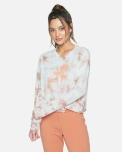 TARYN TIE DYE CROPPED LONG SLEEVE TEE