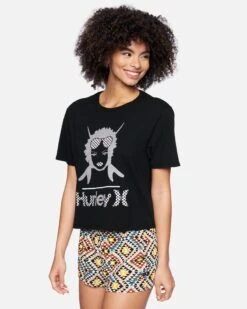 Hurley X Black Girls Surf Cropped Crew Short Sleeve T-Shirt 9 Hurley X Black Girls Surf Cropped Crew Short Sleeve T-Shirt -Honey Fashion Shop 3hs1570669 caviar 3