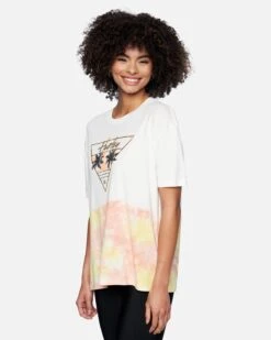 Persea Tie Dye Boyfriend Short Sleeve T-Shirt -Honey Fashion Shop 3hs1600516 marshmallow tie dye 3