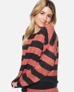 Drop Shoulders Sweater 10 Drop Shoulders Sweater -Honey Fashion Shop 3hsl0243 faded rose large stripe 3 v2