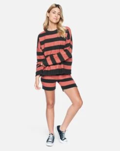 Drop Shoulders Sweater 11 Drop Shoulders Sweater -Honey Fashion Shop 3hsl0243 faded rose large stripe 4 v2