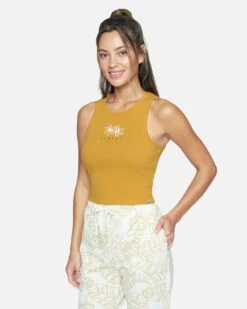 TALLIE CROP RIB TANK 9 TALLIE CROP RIB TANK -Honey Fashion Shop 3ht6680708 honey gold 3