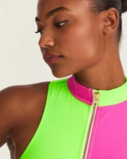 LoveShackFancy X Hurley - Max Solid Blocked High Neck Bikini Top 17 LoveShackFancy X Hurley - Max Solid Blocked High Neck Bikini Top -Honey Fashion Shop HLSFT105 MAGENTANEONLIME 6