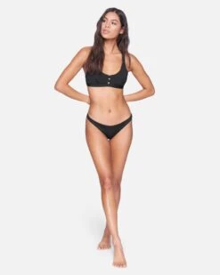 Solid Moderate Bikini Bottom -Honey Fashion Shop hb1007 black 5