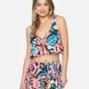 Floral Pop Knot Front Swing Tank 2 Floral Pop Knot Front Swing Tank -Honey Fashion Shop hc0109 floral pop black multi 1