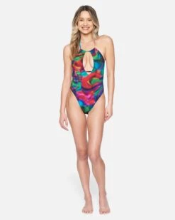 Nebula Cheeky One Piece -Honey Fashion Shop ho1082 nebula red multi 4