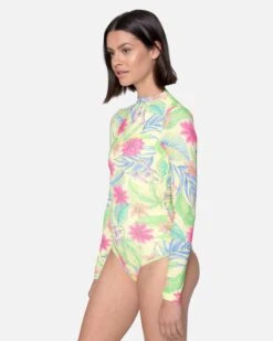 Bloom Wash Zip Back Cheeky Surfsuit 9 Bloom Wash Zip Back Cheeky Surfsuit -Honey Fashion Shop ho1118 natural print 3