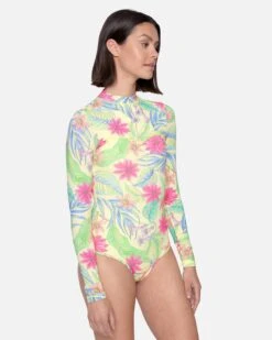 Bloom Wash Zip Back Cheeky Surfsuit 10 Bloom Wash Zip Back Cheeky Surfsuit -Honey Fashion Shop ho1118 natural print 4