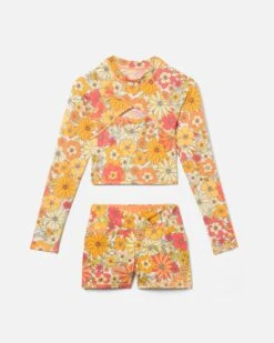 Hurley X Moore Aloha Max Bloomin Groove Swim Short -Honey Fashion Shop ht1195 sweet tangerine multi 5