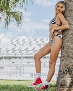 NASCAR REVERSIBLE TRIANGLE TOP -Honey Fashion Shop ht1277 bkwh 2