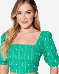 DIAMOND JACQUARD CROP TOP 10 DIAMOND JACQUARD CROP TOP -Honey Fashion Shop hu021w3 vibrant mint 4