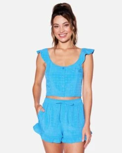 Honey Fashion Shop 8 Window Pane Crop Top