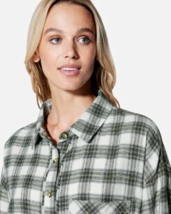Odessa Plaid Boyfriend Shirt -Honey Fashion Shop hu043w3 cypress green 4