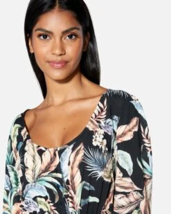 Wispy Leaves Scoop Mini Dress 10 Wispy Leaves Scoop Mini Dress -Honey Fashion Shop hu053d3 black 4